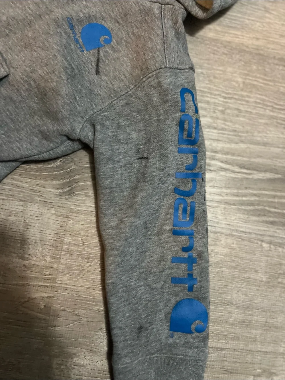 Carhartt Kids' Gray Hoodie with Blue Logo- see pictures!
